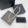 Luxury Fashion Pearl Necklace Designer Jewelry Wedding Diamond 18K Gold Plated Platinum Letters pendants necklaces for women with C letter Diamond Pendant