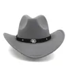 Berets Mistdawn Vintage Style Мужчины женщины Западная ковбойская шляпа Cattleman Cowgirl Cap жесткая широкая края с кожаной полосой Scorpion