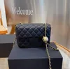 Rechteck/Quadrat 20 cm/17 cm echtes Ledergepäcktaschen gesteppt Crush Gold Ball Matelasse Kette Crossbody Schulter Luxusdesigner Mädchen Handtasche Handtasche