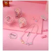 Earrings & Necklace 1 Set Cute Kid Flower Pearl Bracelet Elastic Girls Fashion Princess Pink Children Kawaii Jewelry W220423
