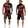 Flying Dragon 3D Printed Men s T shirts Set Man s Chándal Tops Shorts Ropa deportiva Cool manga corta Summer Male Suit 220708