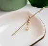 Left ear single ear hook Studs diamond natural Freshwater pearl Earrings white Lady/girl Fashion jewelry