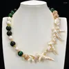 Colares de pingentes jóias 19 '' Tigres verdes olho de olho branco pérola natural keshi colarpenda