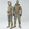 Vêtements de sport Vêtements de camouflage tactiques à capuche Costume Fans de l'armée CS Uniforme d'entraînement au combat sur le terrain Tir en plein air Chemise militaire PantalonGym Clo