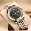 ST9 Steel Watch Two Tone 40MM Black Dial Big Automatic Mechanical Movement Sapphire Glass President Mens Wristwatches