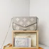 Kvinnor Luxurys Designers Pochette Bags Handbag Three-Piece Wallet Imprint Fiower Golden Chain Bag äkta läder Messenger Ladies 2177