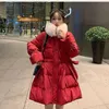 Women's Trench Coats Korean Version Winter Big Fur Collar Sweet Waist Loose And Thin Mid-length Padded Jacket Women's Puffy JacketWomen'