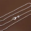 Ketens puur zilver 925 kettingen voor vrouwen man 16/18/20/22/24 inch 2 mm ball bead chain ketting collier femme choker mode juweliers