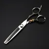 professional jp 440c steel 6 '' Upscale Golden tiger hair scissors cutting barber haircut thinning shears hairdresser 220317