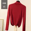 Höst Koreansk Cotton T-shirt Kvinnor Turtleneck Vintage Långärmad Kontor Lady Tshirts Brun Slim Shirt Mujer Camisetas 220328