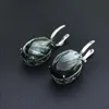 Stud Big Stone Natural Seraphinite Earring Sterling 925 Silver Charoite Oval 13 18mm For Women Birthday Party Jewelry GiftStud Kirs22