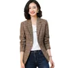 Costumes pour femmes Blazers printemps automne élégant dames Plaid Blazer femmes vêtements d'extérieur 2022 mode veste décontractée petit costume femmes bouton J