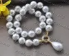 Pendant Necklaces 17" White Round South Sea Shell Pearl Necklace Drop Women Fasion JewelryPendant