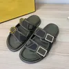 Senaste män Kvinnor Designer Sandaler Canvas Slides Double Strap Flat Buckle Slippers Mule Shoes Leather Bottom Beach Rubber Soles Summer Flip Flops With Box No394