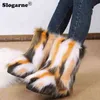 Women Boot 's Snow s Outdoor Female Luxury Furry Plush Faux Fake Fur Warm Winter Platform Shoes Big Size 44 Bottes 0719