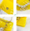 Handbag Kids Jelly Girls Metal Letter Square Bag Children Pearl Chain Messenger Bags