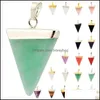Pendant Necklaces Natural Stone Triangle Necklace Green Tangling Used For Dhoa1