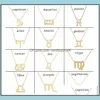 Naszyjniki wisiorek wisiorki biżuteria 12 zodiak z kartą podarunkową Znak konstelacyjny Znak Sier Sier Chains Naszyjnik dla mężczyzn Kobiet moda w BK Drop Deliv