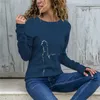 Vintage Print Long Sleeve T Shirt Women Clothing Autumn Fashion Loose Oversized Tee Shirt Streetwear Casual Tops Ladie 220408