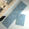 Mattor Anti-Slip Kitchen Floor Mat Blue Lattice Rug Bath Long Strip Absorption Doormat Entré Balkong vardagsrummet Hushåll CAR276M