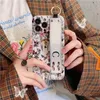 Luxe polsbandje iPhone Case Designer telefoonhoesje Vintage bloempatroon zachte hoesjes voor iPhone 12 13PromAx 11 Pro XS XR Dames G Telefoonhoes