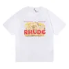 Brand Designer Luxury Rhude High Quality t shirt 2022 Summer Rhude Personalized Print Short Sleeve t shirt Loose Round Neck Versatile Student Men's