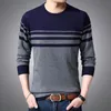 Men's Sweaters 2022Autumn And Winter Round Neck Fine Yarn Fleece Lined Padded Warm Keeping Multi-color Youth Men's Slim-fit Long-sleeved