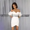 Платья для вечеринок ueteey над коленным платьем для выпускного вечера белые короткие рукава любимость M 220823