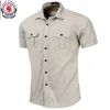 Fredd Marshall Mens Militärskjorta Män Kortärmad Cargo S 100% bomull Casual Solid Male Pocket Work 55889 220330