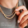 Chains Men Ropes Long Necklace Stainless Steel Minimalist Twist Rope Chain Double Layer Available In Gold Color Silver ColorChains