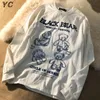 Herfst Vrouwelijke Koreaanse Lange Mouwen T-shirt Vrouwen Losse Harajuku Gothic Vintage Casual Anime Dieptepunt Tops Ins BF Ulzzang 220708