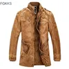 Fgkks kış erkekler deri süet ceket moda marka kalitesi polar asla astarlı motosiklet sahte deri katlar erkek deri ceketler 201127