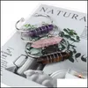 Charm Bracelets Schmuck Draht Wrap Naturstein Sechseckel Prismen Armband Amethyst Aventurin rosa Kristall Bangle DHT1I