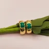 Authentic Bear Jewelry 925 Sterling Silver earrings Hoops Jewelry with gold plated Fits European Style Small Vermeil and Malachite224F