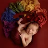 2 Colors Rainbow Cotton Yarn Wrap Newborn Stretch Swaddling Photography Props Infant Blanket Soft Photo Props Blankets For 0-2M Baby