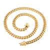 202 Hot Jewelry Herren Miami Kubanische Kette Halskette 18 Karat Edelstahl Gold Kuba Hip-Hop Männer Junge Halskette