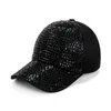 Casquette de Baseball cloutée en strass pour femmes et hommes, chignon queue de cheval, chapeau réglable pour l'été, chapeau de soleil en Denim scintillant