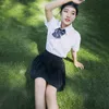Zestawy odzieży Koreańska szkolna dziewczyna mundury plisowane spódnice japońska spódnica w kratę wysokiej tali