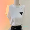 2022 Cotton Women's Sports T-shirt Triangle Top Short Fitness T-shirt fitted fashion alphabet print sportswear 2 colors