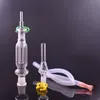 Mini tubo per bruciatore a olio in vetro con punte in acciaio inossidabile Tubi per fumatori con unghie invertite Rig petrolifero concentrato Tubi per acqua con paglia Dab Più economici