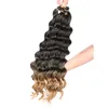 20 "Dark Blonde syntetisk ombre flätning av hårförlängningar Vattenvåg Deep Wave Bulk Hårvirkett Braid Hårbuntar Bug 80g/Pack LS03