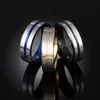 Incision Groove Cross Band Rings Stainless Steel Blue Black Gold Finger Ring Women Men Fashion Jewelry