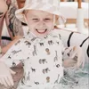 Boys Swimsuits UPF 50+ Brand Summer Two Piece Children Swimwear Long Sleeve With Cap Toddler Girl Bathing Beach Baby Clothes 220425