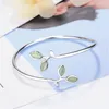 Bangle Beautiful Sprout Exquisite Korean Style Fashion Silver Plated Jewelry Bracelets Literary Leaves Crystal Bangles SB140Bangle Raym22