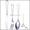 4 pezzi / set set di posate alla moda 5 colori stoviglie posate utensili in acciaio inossidabile stoviglie da cucina includono coltello forchetta cucchiaio dessert goccia De