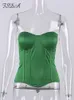 FSDA Satin Corset Crop Strapless Green Summer Sexy Tube Off Shoulder Party Sleeveless Bustier Tank Top 220629