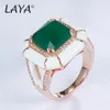 Laya 925 Sterling Silber Solitaire Ring für Frauen böhmischer Stil hochwertiger Zirkon erzeugt Kristallglas Weiß Emaille Männer Neutra179t