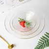 Wavy Textured Glass Dinnerware Cone Shaped Salad Bowls Gold Rim Clear Dessert Dinner Plates Centerpiece Platter for Home Restaurant Wedding