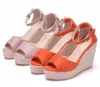 Dress Shoes Wedges For Women Retro Open Toe Ankle Platform Beach White Sandals Plus Size Weave High Heels Buckle-Strap Roman ShoeDress