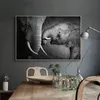 African Elephant Posters and Prints Wall Art Canvas Painting Black and White Animal Pictures for Living Room Cuadros Decor